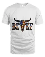 Western Boho American Flag Cow Bull Skull