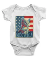 Vintage Style Meowica Cat 4th Of July American Flag