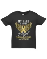 My Hero Is Now My Angel Childhood Cancer Awareness Wings T-Shirt