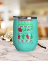 Merry Christmas Wool Motifs Wine Tumbler (12 oz)