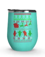 Merry Christmas Wool Motifs Wine Tumbler (12 oz)