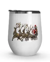 Santa Claus sitting on a reindeer-drawn sleigh Premium Water Bottle