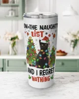 On The Naughty List And I Regret Nothing Cat Christmas Shirt