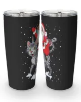 Santa Claus Riding A Cat Christmas Black Mug 11oz