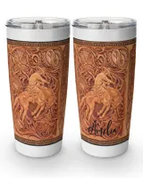 Personalized Custom Horse Trainer Leather Style Tumbler