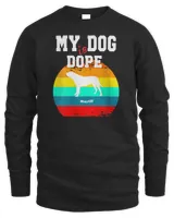 Womens Dope Dog White Silohouette Sunset Mastiff V-Neck T-Shirt