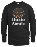 Womens Doxie Auntie Floral Dachshund Shirt Dog Lover Aunt V-Neck T-Shirt