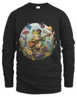 Frogs Cottagecore Aesthetic Frog Playing Banjo On Mushroom Cute