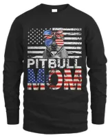 Womens Cool Pitbull Mom USA Flag Patriotic Mothers Day