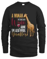 Womens A Woman Cannot Survive On Wine Alone Giraffe Zoo Wildlife