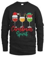 Christmas Spirits Funny Glasses Of Wine Santa Hat Reindeer