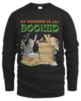 My Weekend is Booked funny reader cosy cat coffee tea plant