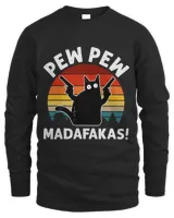 Vintage Retro Black Cat Pew Pew Madafakas