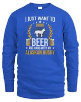 Womens Drink Beer And Hang With My Alaskan Husky Dog Lover V-Neck T-Shirt
