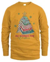 Christmas Book Tree Retro All Booked for Christmas Women T-Shirt