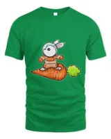 Cute Astrnaut Bunny Surfing On A Carrot On Easter