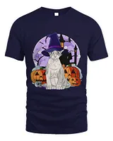 Cute Devon Rex Cat Halloween Witch Pumpkin