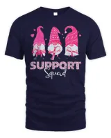 Cute Pink Gnomies Support Squad Breast Cancer Awareness Tee Shirt