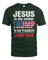 Jesus Is My Savior Ultra Maga Trump My President 2024 Flag T-Shirt