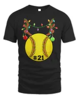 Softball Ball Reindeer Antler Christmas Ornament Number 21 56 Softball