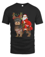 Yorkshire Terrier Xmas Holiday Santa Riding Yorkshire Terrier Dog Christmas Yorkie