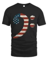 Bass Clef USA Flag Vintage Gift for Bass Player