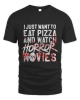 Skeleton Skulls Funny Horror Film Fan Eat Pizza Horror Halloween Gift Skull