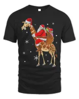 Christmas Giraffe Santa Claus Ridding Giraffe Merry Xmas