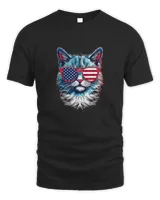 American Cat Sunglasses USA Flag 4th of July Cat Graphic