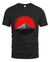 Fine Mount Fuji peak with vintage red Japanese sun