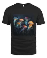Group Jellyfish Dark Sea Creatures Mysterious