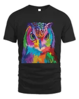 Owl Shirt Colorful Horned Owl Bird Pop Art Style