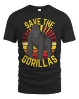 Save The Gorillas Retro Gorilla Conservation Wildlife Sun