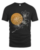 Trendy Classic Centered Flowers Outline with Sun