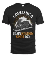 Train Station Kinda Day Funny Retro Model Train Railroad