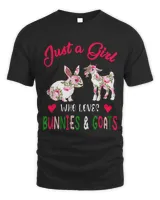 Funny Goat Just A Girl Who Loves Bunnies And Goats Floral Farmer Owner
