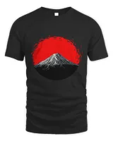Fine Mount Fuji peak with vintage red Japanese sun