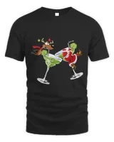 cute santa reindeer christmas martini drinker xmas