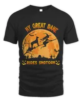 Great Dane Ride Shotgun Vintage Moon Broom Witch Halloween