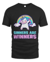 Unicorns Sinners are Winners Cute Unicorn Dab Festival Club