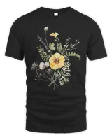 Wildflowers Graphic T-Shirt for Women, graphic wildflower shirt, Hiking Outdoor Camping Botanical T-Shirt