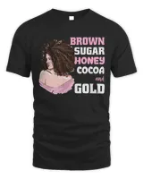 Womens Brown Afro Woman Sugar Black History Month BLM Melanin Queen T-Shirt