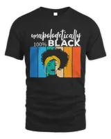 Womens Unapologetically 100 Black Retro Sunset Black Woman Afro T-Shirt