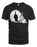 Womens Funny rabbit shadow hand middle finger sign the finger bunny V-Neck T-Shirt