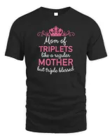 Womens Mom of Triplets Mothers Day Pregnancy Announcement T-Shirt