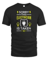 Womens Sorry This Electrician Is Taken Gift Electrical V-Neck T-Shirt