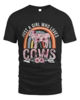 Just Girl Who Loves Cows Boho Rainbow For Cow Lover