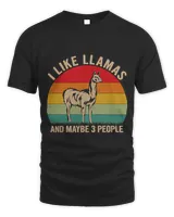 I Like Llamas and Maybe 3 People Llama Graphic Retro 39
