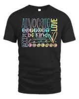 Advocate Love Support Accept Be Kind Autism Awareness Shirt