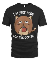 I’m Here For The Coffee Mood of Sleepy Cat Drinking Coffee Shirt